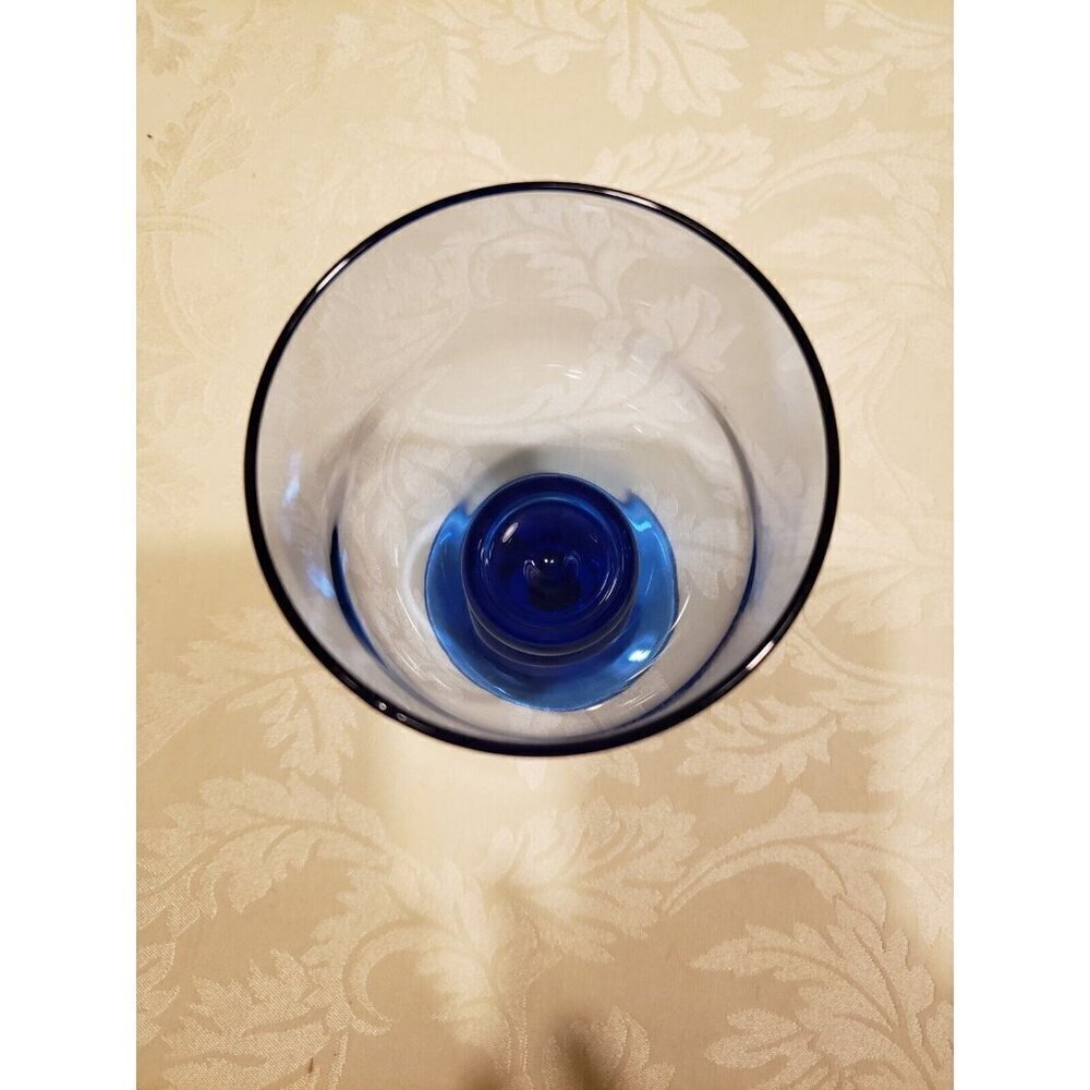 MCM Cobalt Blue Goblet Drinking Glasses  Water Wine Dessert Set Of 2 - Picture 4 of 5